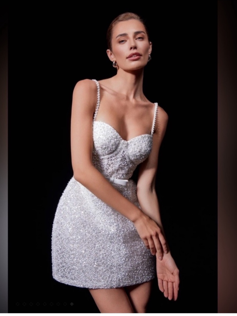 New Nadine Merabi Alice Beaded Mini Dress